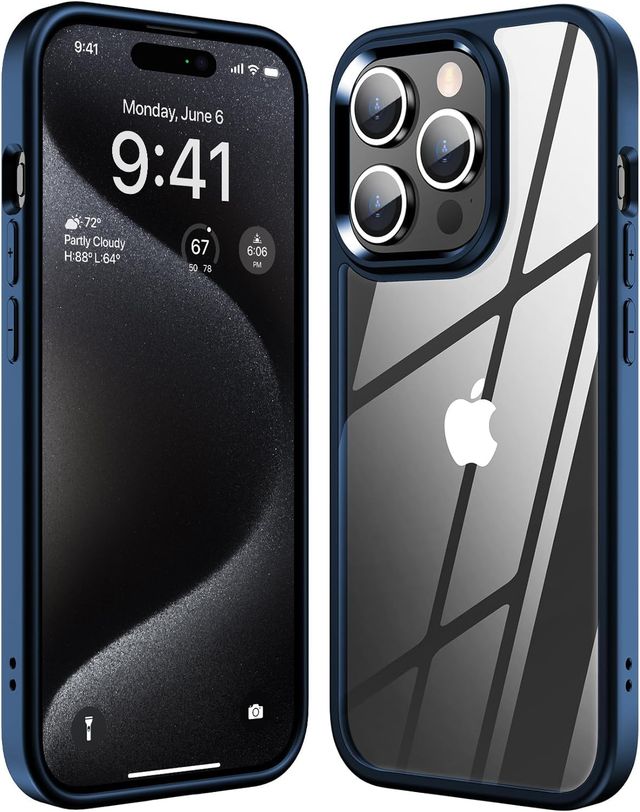 ExpressB For Iphone 15 Pro Case Cover Matte Anti-Scratch Camera Protect Pc+Tpu Transparent - Blue