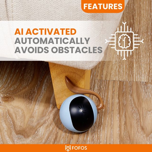 FOFOS Whirli Cat Toy | AI Activated Interactive Toys | 360 Self Rotating |For Kittens and Big Cats