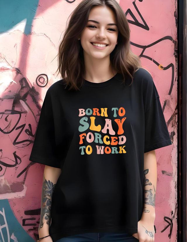 Smartees Women's Oversize Printed T-shirt | WW - 2039 | Black - M