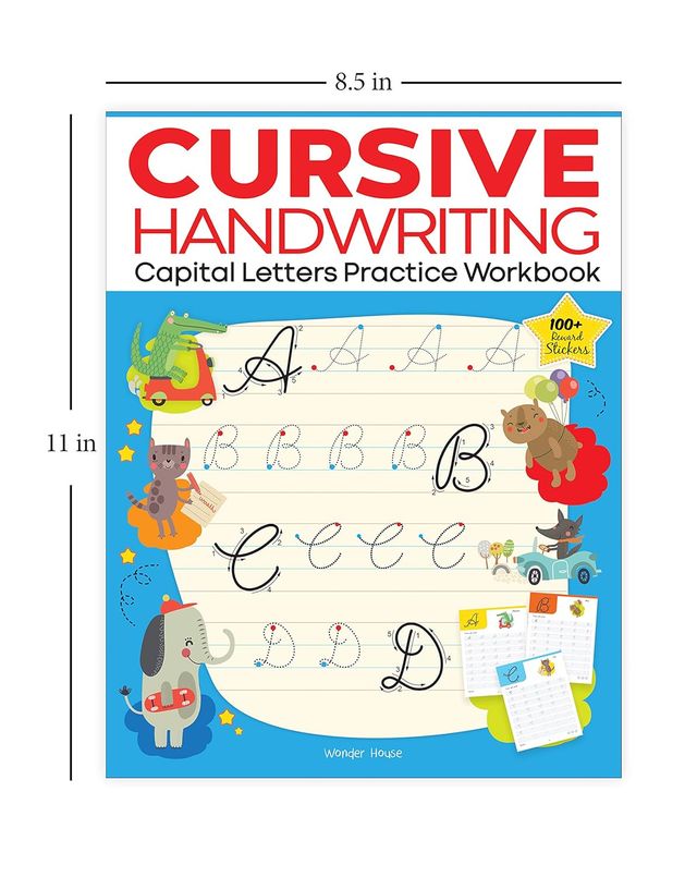 Cursive Handwriting - Capital Letters Practice Workbook For Children