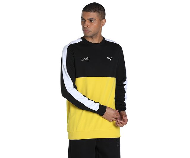 Puma Men's Sweatshirt Crew-Neck Colorblock X One8 - Yellow | M