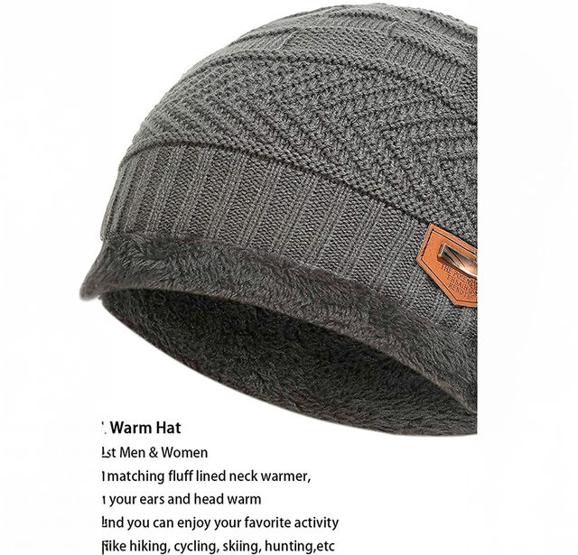 Infispace Winter Woolen Unisex Fur Fleece Lined Beanie Knitted Cap