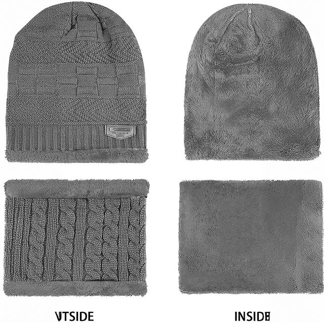 Infispace Winter Woolen Unisex Fur Fleece Lined Beanie Knitted Cap