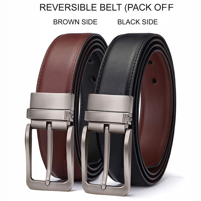 Buy Zoro Men's Solid Faux Leather Reversible Belt | Black and