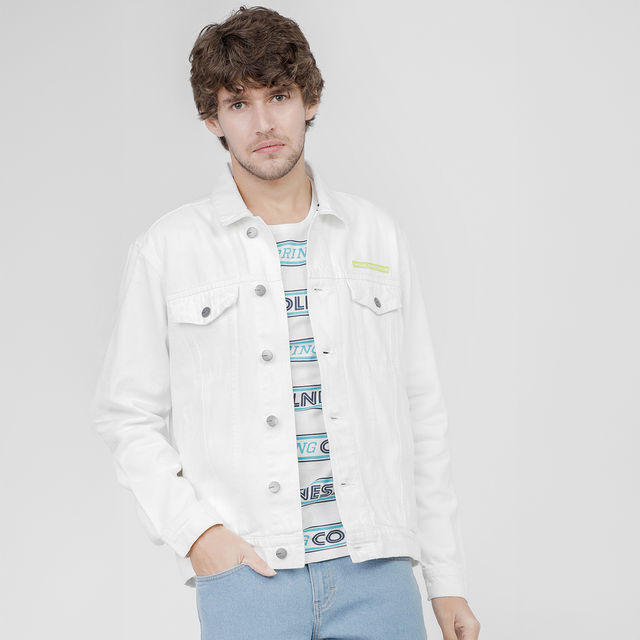 Buy Highlander Men's White Solid Denim Jacket | White - L Online