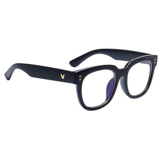 Peter Jones Unisex Solid Plastic Computer Glasses | Black and Gold - L