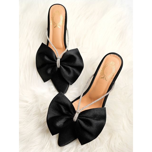 Shoetopia Stylish Western Embellished Black Heels For Women | UK 3