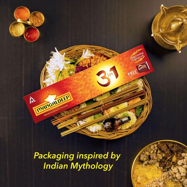 Mangaldeep 3 In 1 Incense Sticks / Agarbatti - Charcoal Free With Long Lasting Fragrances