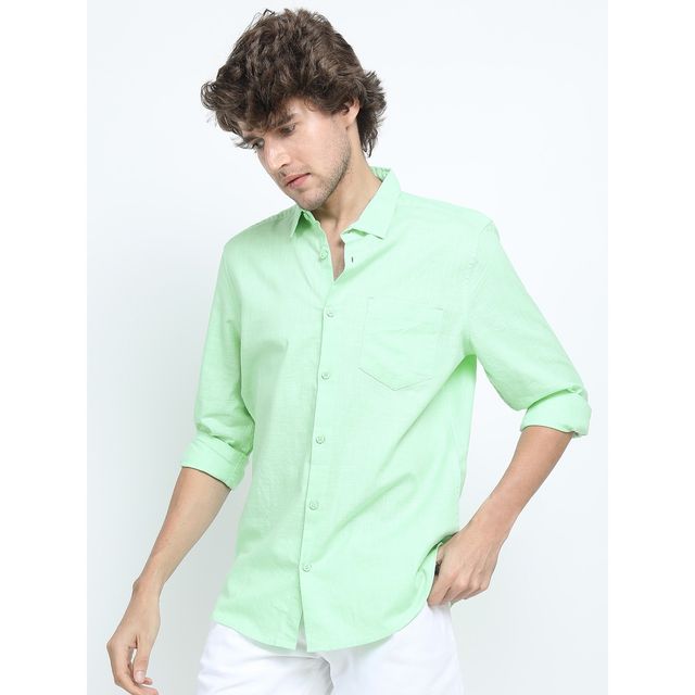 Ketch Men Solid Slim Fit Cotton Casual Shirt | Green | M