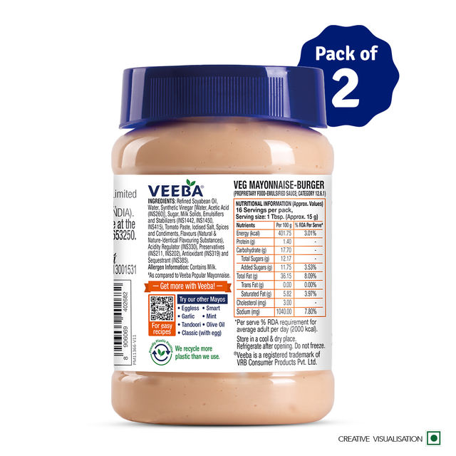 Veeba Veg Mayonnaise Burger (250g) Combo | Pack of 2