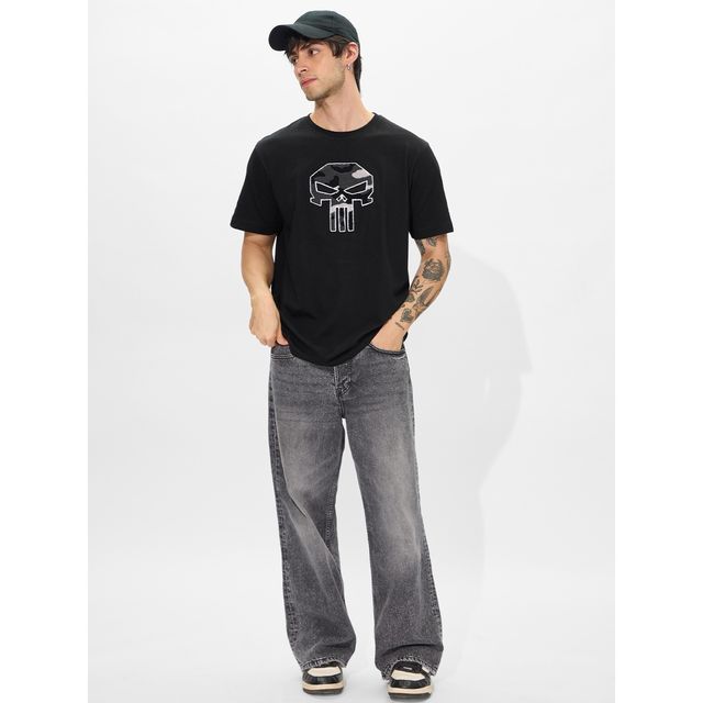 The Souled Store Men's Regular Punisher - It's Time T-shirts | Black | XL