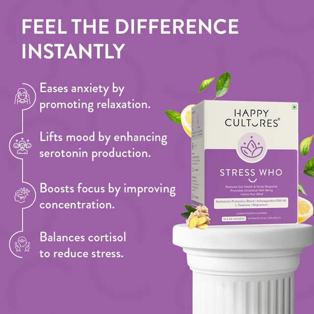 Happy Cultures Stress Who | Ashwagandha KSM-66 & L-Theanine |15pcs