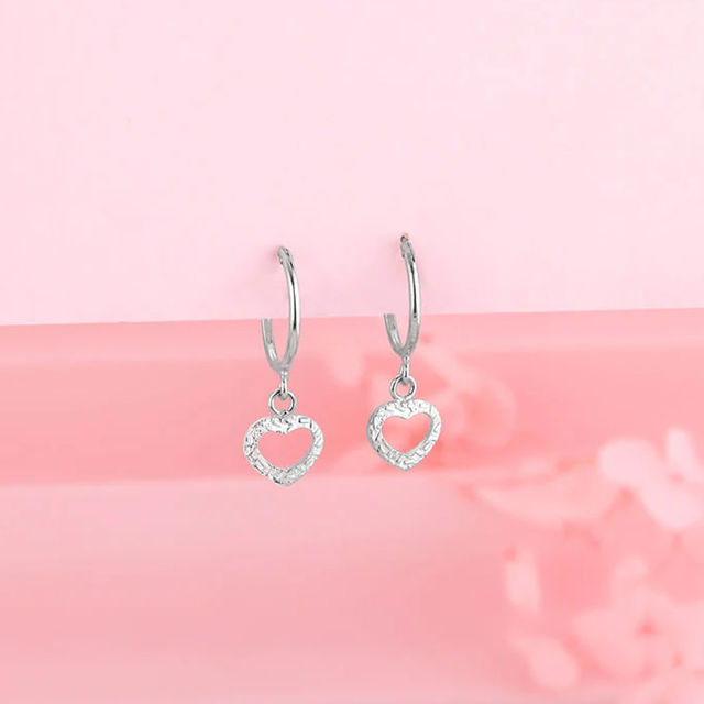 GIVA Silver Small Heart Drop Earrings