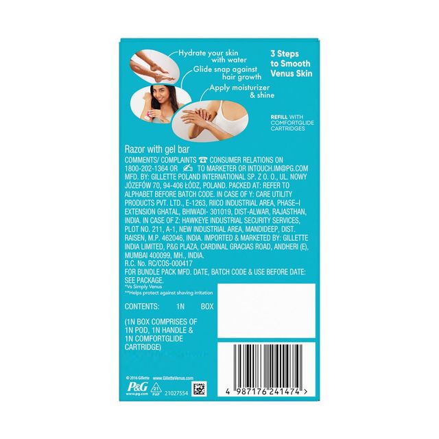 Gillette Venus Snap Hair Remover Women Body Razor Compact Case|Soap Gel Bar With Avocado