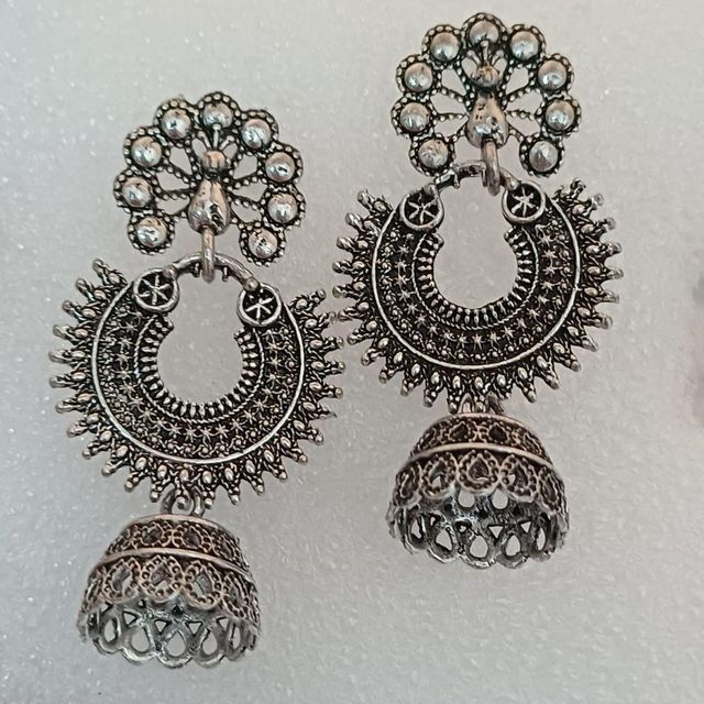 Oxidised Women'S Long Jhumki Earrings