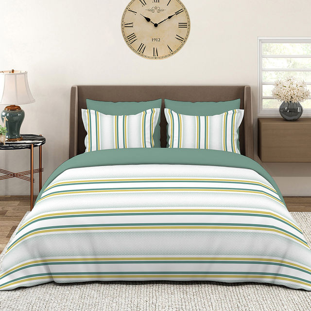 Layers Durathread Cotton Blend 225 CVC White King Bedsheet with 2 Pillow Covers