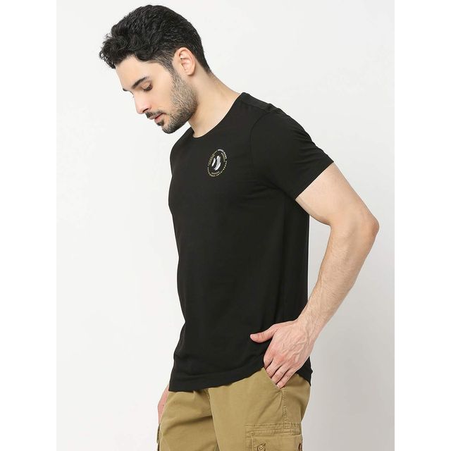 Underjeans by Spykar Men Pure Cotton T-shirt | Black - M