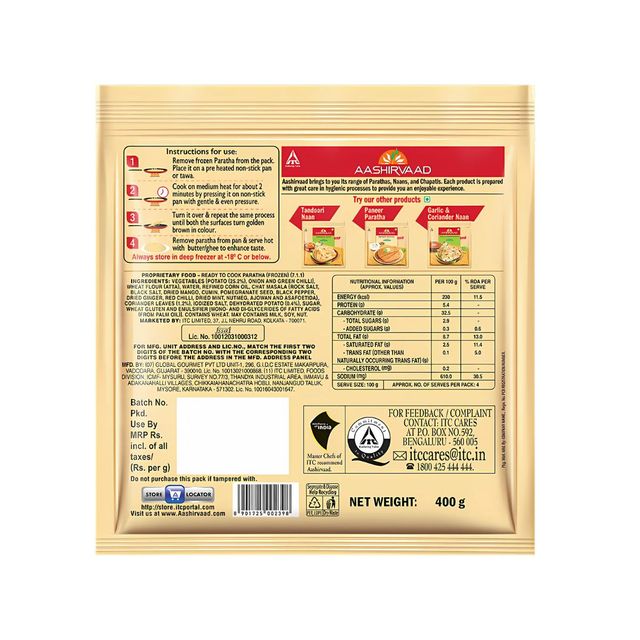 Aashirvaad Ready To Cook Aloo Paratha 400 g Combo