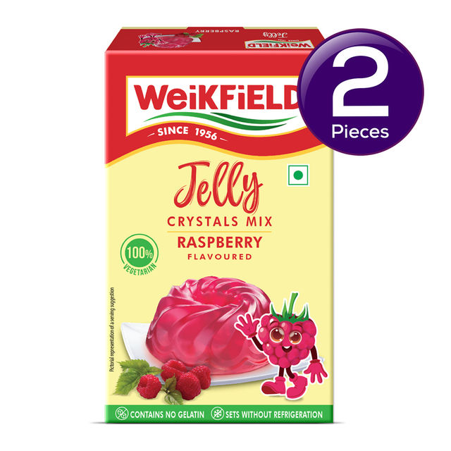 Weikfield Jelly Crystals Raspberry Flavour Carton 90 g Combo