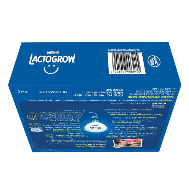 Nestle Lactogrow Nutrition Biscuity Vanilla Drink Mix | For 2 - 6 years KidsNestle LACTOGROW Nutritious Milk Drink | Biscuity Vanilla Flavour (2 - 6 years) 400 g Combo