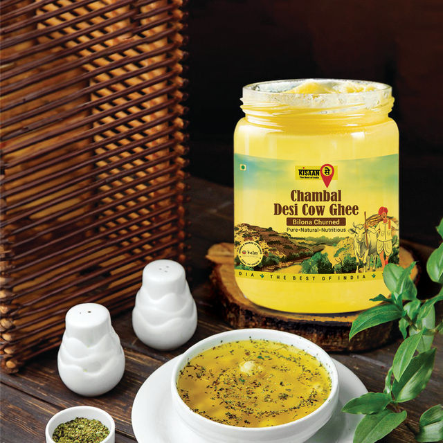 KisaanSay Chambal Desi Cow Ghee - Bilona Churned 500 ml X 2 Combo