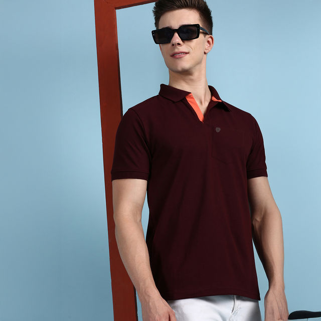 Buy Lux Cozi Solid Cotton Polo T-shirt with Pocket for Men