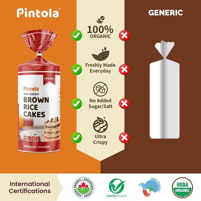 Pintola Organic Wholegrain Brown Rice Cakes Multigrain 125 g Combo