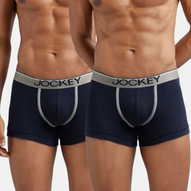 Jockey 8015 Men's Super Combed Cotton Rib Solid Trunk|Ultrasoft Waistband|PO2 | Navy-S