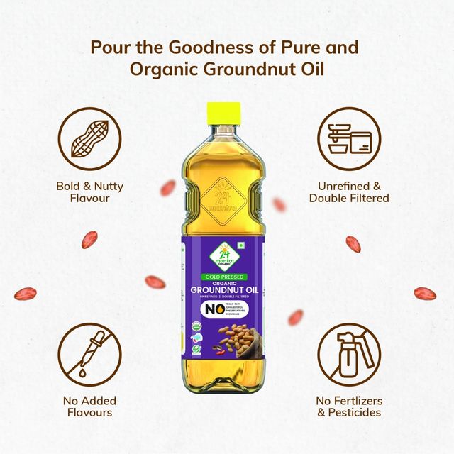 24 Mantra Organic Groundnut Oil Cold Pressed | Bottle