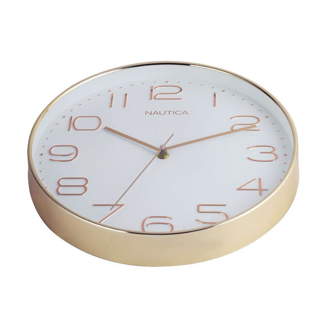 Nautica Modern WallClock For Stylish Home With Quartz Technology 1Pc Size(Abs) White/Rosegold