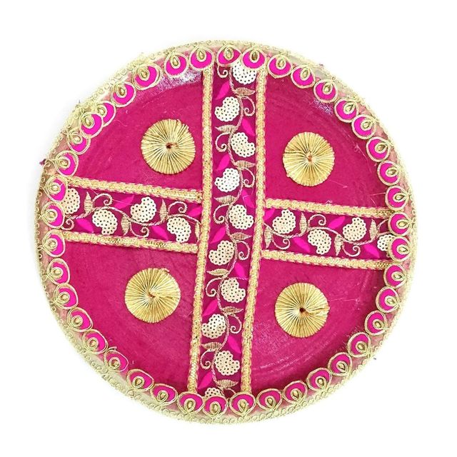 Gullak Karwa Chauth Pooja Thali Set - 12 inch | Pink