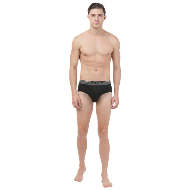 Jockey Men's Solid Super Combed Cotton Brief | Black - XL