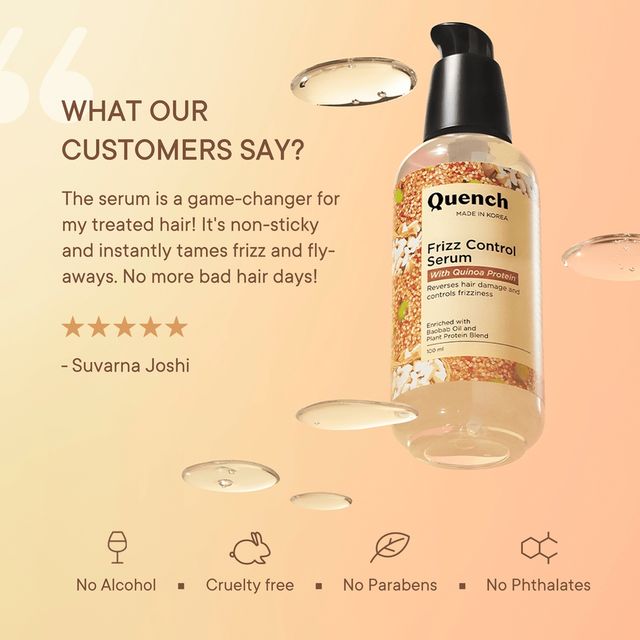Quench Anti-Frizz Serum With Ceramides For Frizzy, Dry, Damaged & Colored Hair