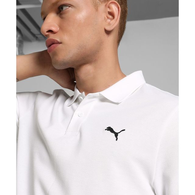 Puma Men's ESS Logo Rib Cuff Polo | White | L