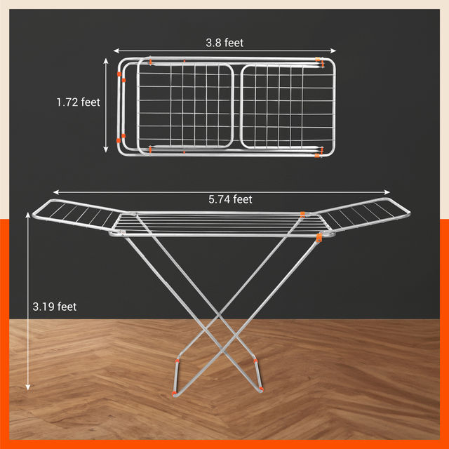 Bathla Foldable Clothes Drying Stand - AERO | Steel | Heavy Duty, Lightweight