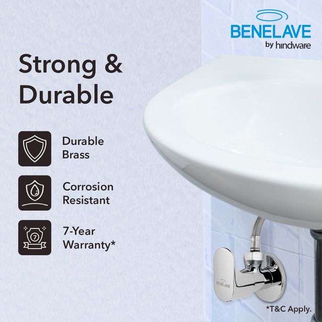 Benelave By Hindware Volga Angle Valve For Bathroom & Kitchen | Brass With Chrome Finish