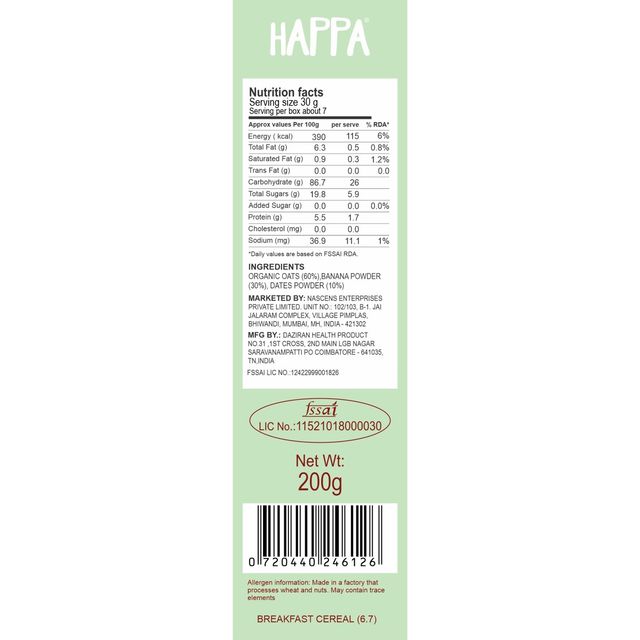 Happa Cereal Oatmeal | Banana