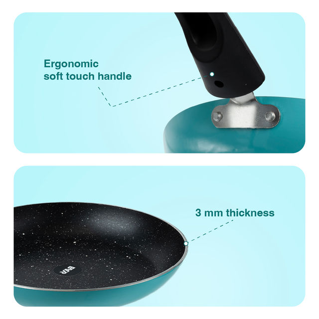 BAY6 Nonstick Induction Bottom Fry Pan (3mm) 22 cm -Teal