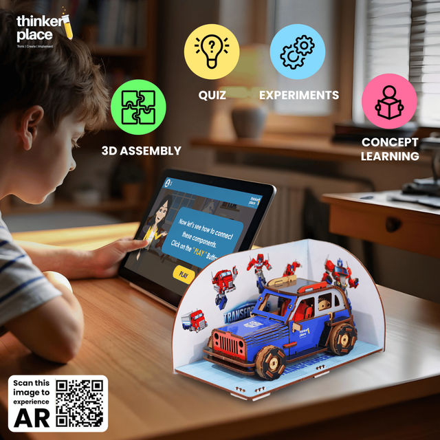 ThinkerPlace Transformers Optimus Prime Car Kit | Build, Learn & Play with Pull-Back Car (Age 8+)