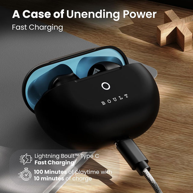 Boult W40 with Quad Mic ENC, 48H Battery Life, Low Latency Gaming (Electric Black, True Wireless)
