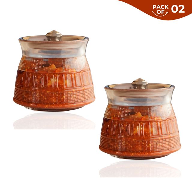 Yera 2 pcs Jars Set With Steel Lids Handi Style