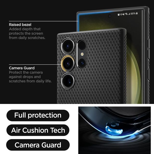 Spigen Liquid Air Back Cover Case Compatible with Galaxy S23 Ultra (TPU | Matte Black)