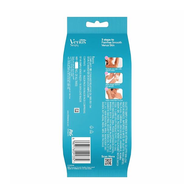 Gillette Venus Simply Hair Removal Razor for Women, 4 simply & 1 skin love (Pack of 5)