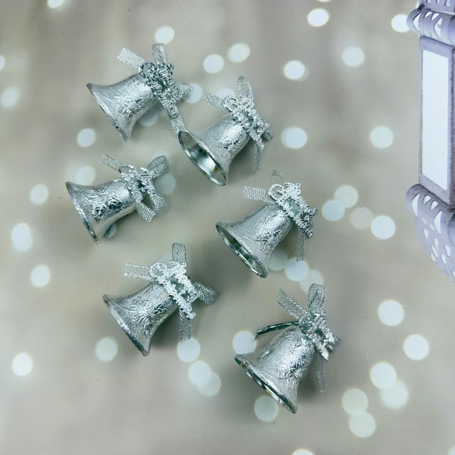 Gullak 3.5 cm 6 pcs Rose Bell In Card Silver