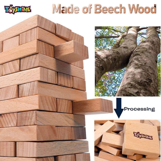 Toyshine Wooden 54 Wooden Building Block Tumbling Tower Party Game