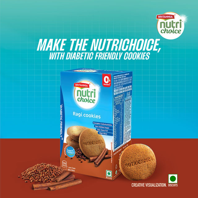 Britannia NutriChoice Ragi Cookies | Diabetic Friendly | Zero Added Sugar & 0% Maida 150 g Combo