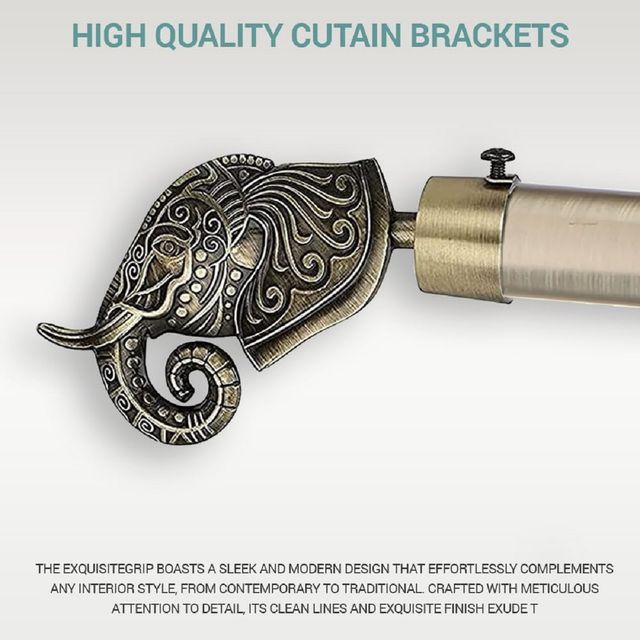 Gloxy Aluminium Antique Finish Curtain Bracket With 1 in Rod Support Fittings | Pair of 2)