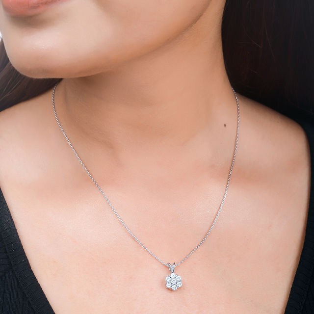 Voylla 925 Sterling Silver Cz Blue Stone Pendant With Chain