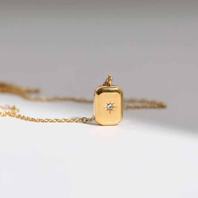 LabelShe White Gold-Plated Gold-Toned Geometric Pendant Necklace