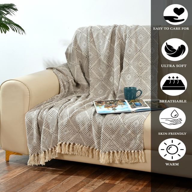 Sashaa World Diamond Weave Comfort Throw